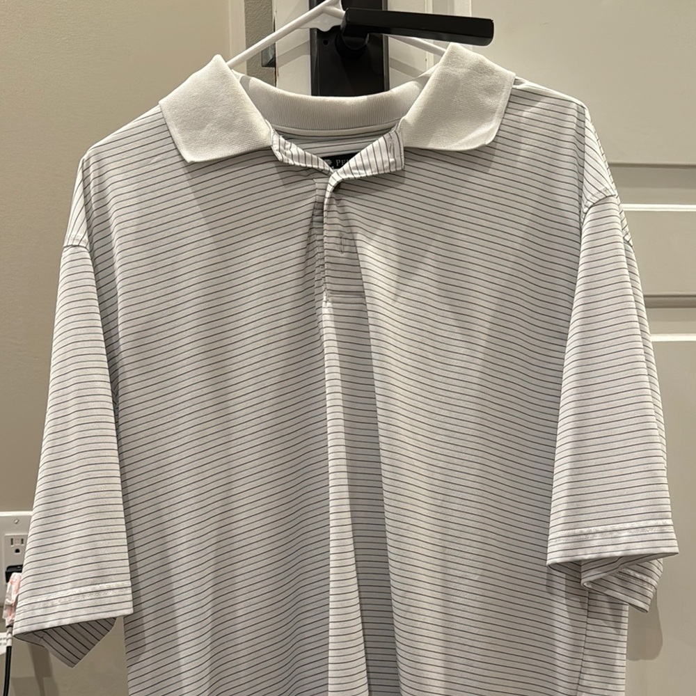 Striped Polo Shirt - White and Gray